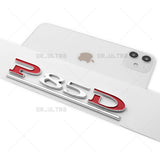 Tesla Liftgate P85D Performance Nameplate Logo Badge Emblem Sport Chrome Red