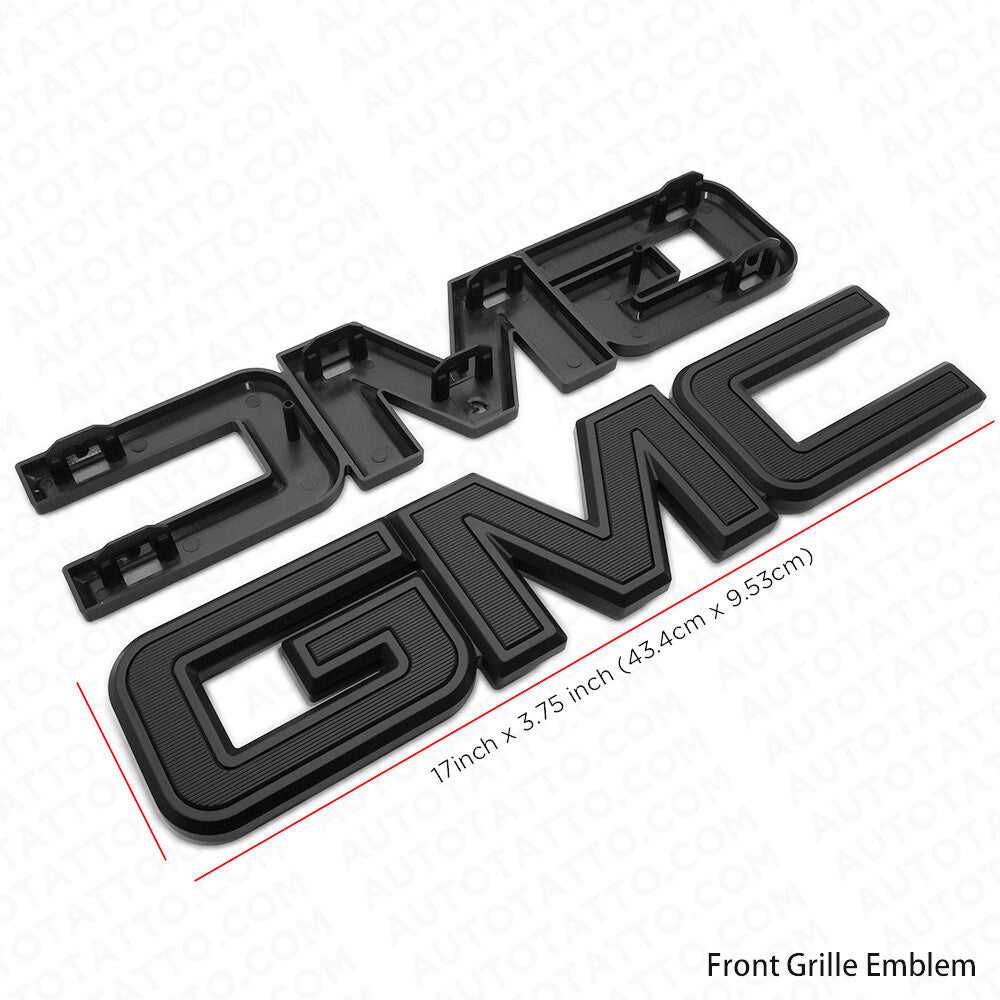 14-19 GMC Sierra Front Grille Letter Logo Emblem Adhesive Nameplate HD Black