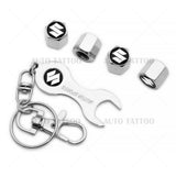 4pcs Hex Suzuki Car Tire Wheels Air Stem Dust Valve Cap Cover + Keychain Ring