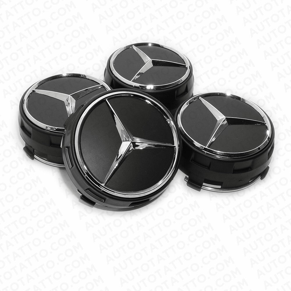 4x Mercedes Wheels Center Lock Design Cap Hub Star Cover Insert Sport AMG Black