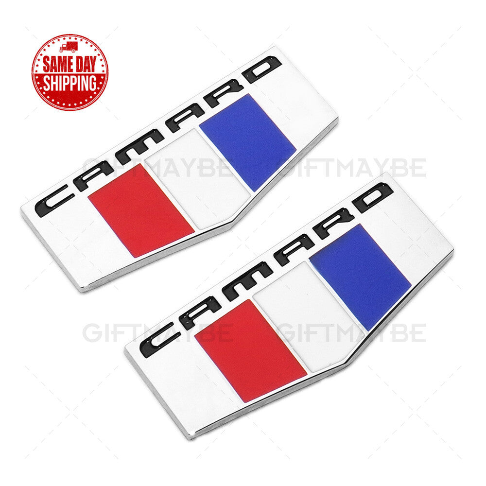 2x For GM Chevy CAMARO Logo Fender Marker Emblem 3D Chrome Sport Badge RS SS ZL1