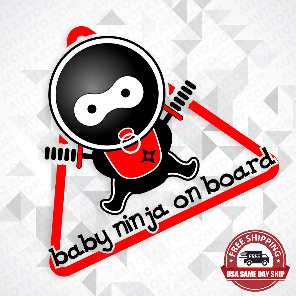 Baby Ninja On Board Sticker Decal Kid In Car Rear Truck Liftgate Window Decorate
