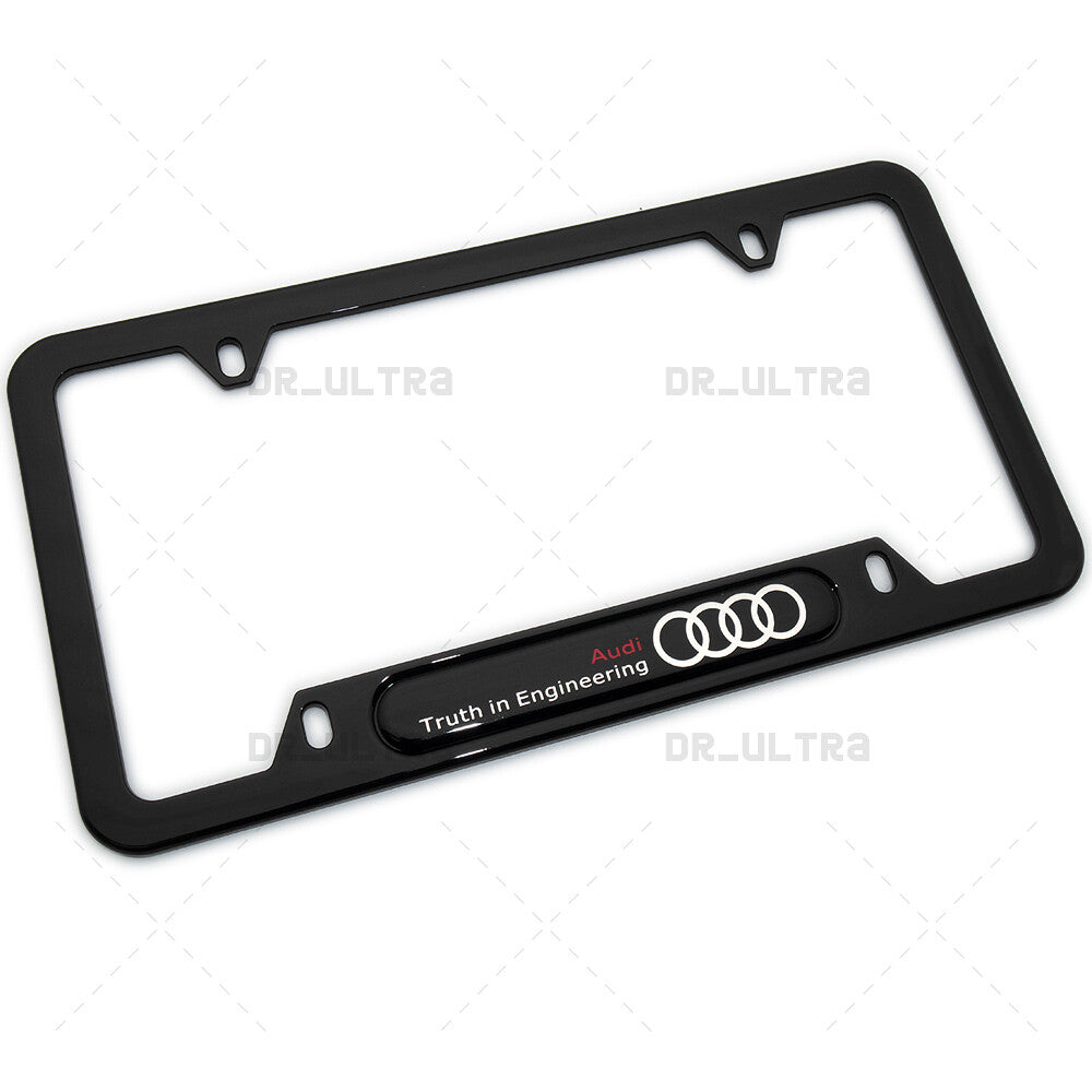 Gloss Black Front or Rear Audi Ring Logo Emblem License Plate Frame Cover Gift
