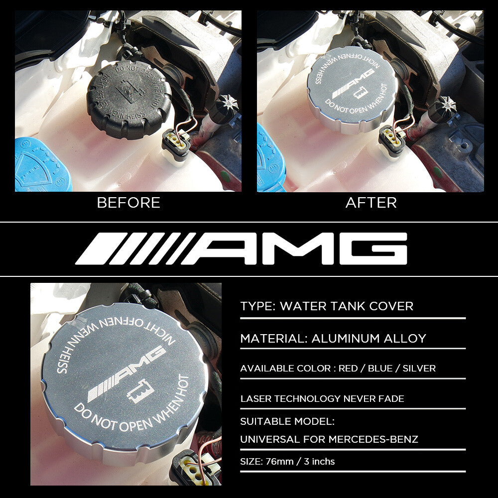 Mercedes AMG Sport Universal Aluminum Water Washer Tank Cap Cover Trim Silver