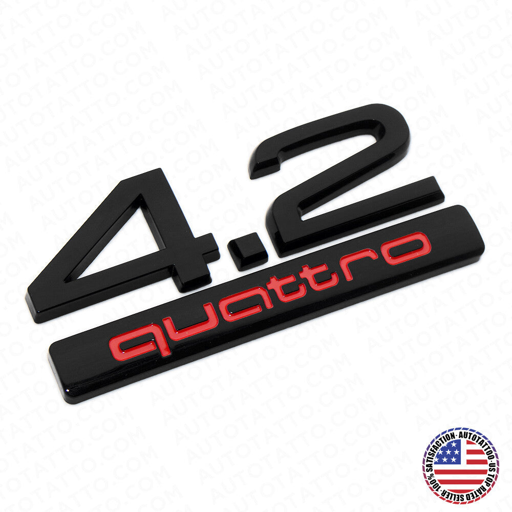 Audi Car Rear Trunk Deck Lid 4.2 Quattro Nameplate Emblem Badge Black Red Sline
