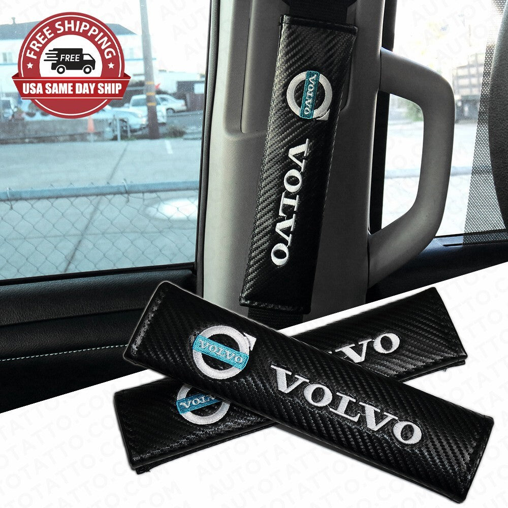 Volvo Sport Carbon Car Seat Belt Cover Safety Shoulder Strap Cushion Pad Harness