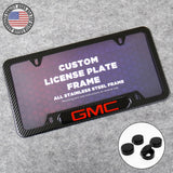 For GMC Front or Rear Carbon Fiber Texture License Plate Frame Cover Holder Gift
