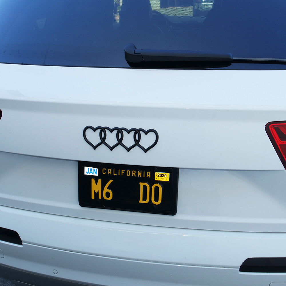 Audi Sport Car Trunk Lid Love Heart Rings Badge Logo Emblem Decor Matte Black
