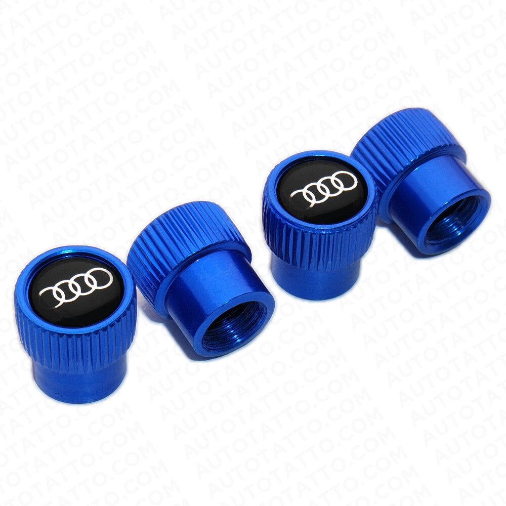 A-u-d-i Sport Roundel Car SUV Wheels Tire Air Valve Caps Stem Dust Logo Cover