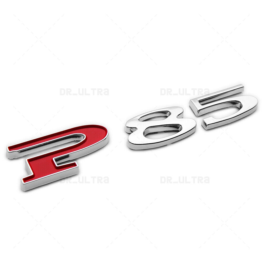 Tesla Rear Liftgate Lid Model P85 Nameplate Logo Badge Emblem Sport Chrome Red