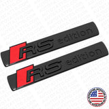 2x Audi Sport RS Edition Side Fender Nameplate Emblem 3D Decal Badge Gloss Black