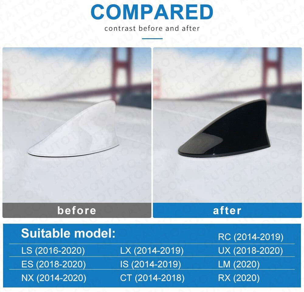 Lexus Shark Fin Roof Antenna Cover Car Radio FM/AM Signal Aerial Decor Black