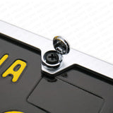 4x Car License Plate Frames Cover Hardware Hider Caps Front & Rear Sport Chrome