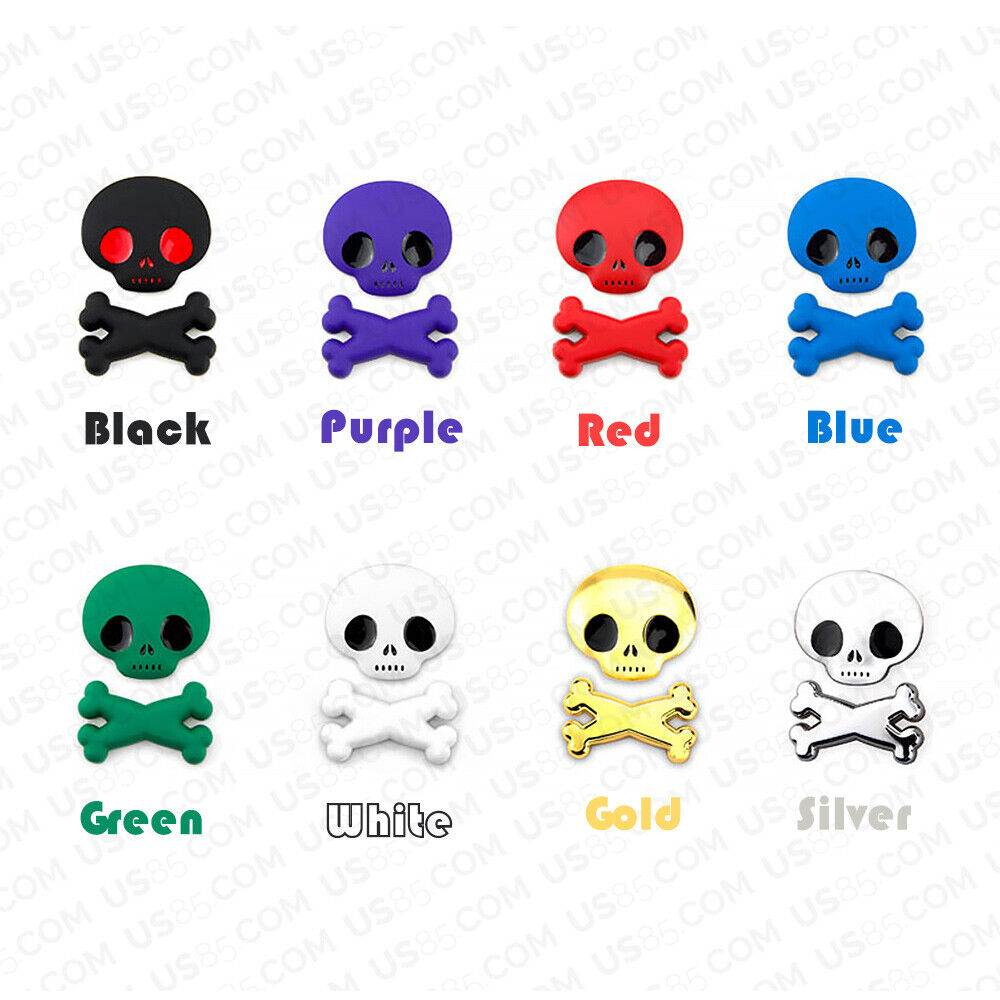 3D Fashion Metal Cute Skull w/ Bone Car Decal Badge Emblem Sticker Decoration