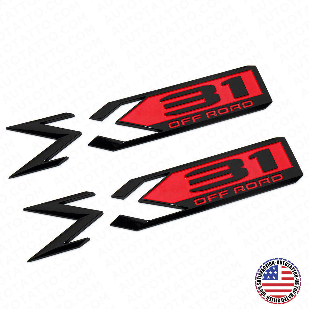 2x GMC Sierra X31 Off Road Truck Bed Decal Badge Logo Emblem Nameplate Black Red