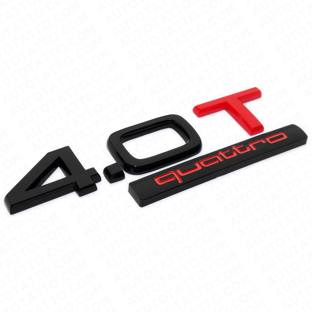 Audi Rear Trunk Deck Lid 4.0T Quattro Nameplate Emblem Badge Black & Red Sline