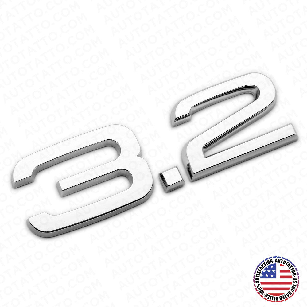 Audi Car Rear Trunk Deck Lid 3.2 Nameplate Emblem Badge OEM Chrome Sline