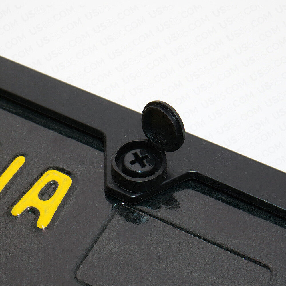 4x Car License Plate Frames Cover Hardware Hider Caps Front & Rear Sport Black