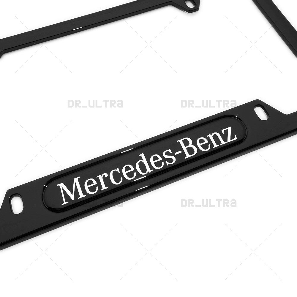 Gloss Black Front or Rear Mercedes Logo Emblem License Plate Frame Cover Gift
