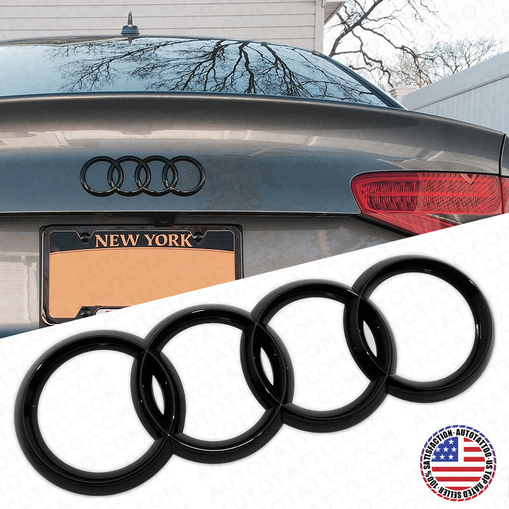 08-16 AUDI Gloss Black Rear Trunk Lid Luggage Ring Sign Badge Logo Emblem Sport