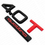 Audi Rear Trunk Deck Lid 4.0T Quattro Nameplate Emblem Badge Black & Red Sline
