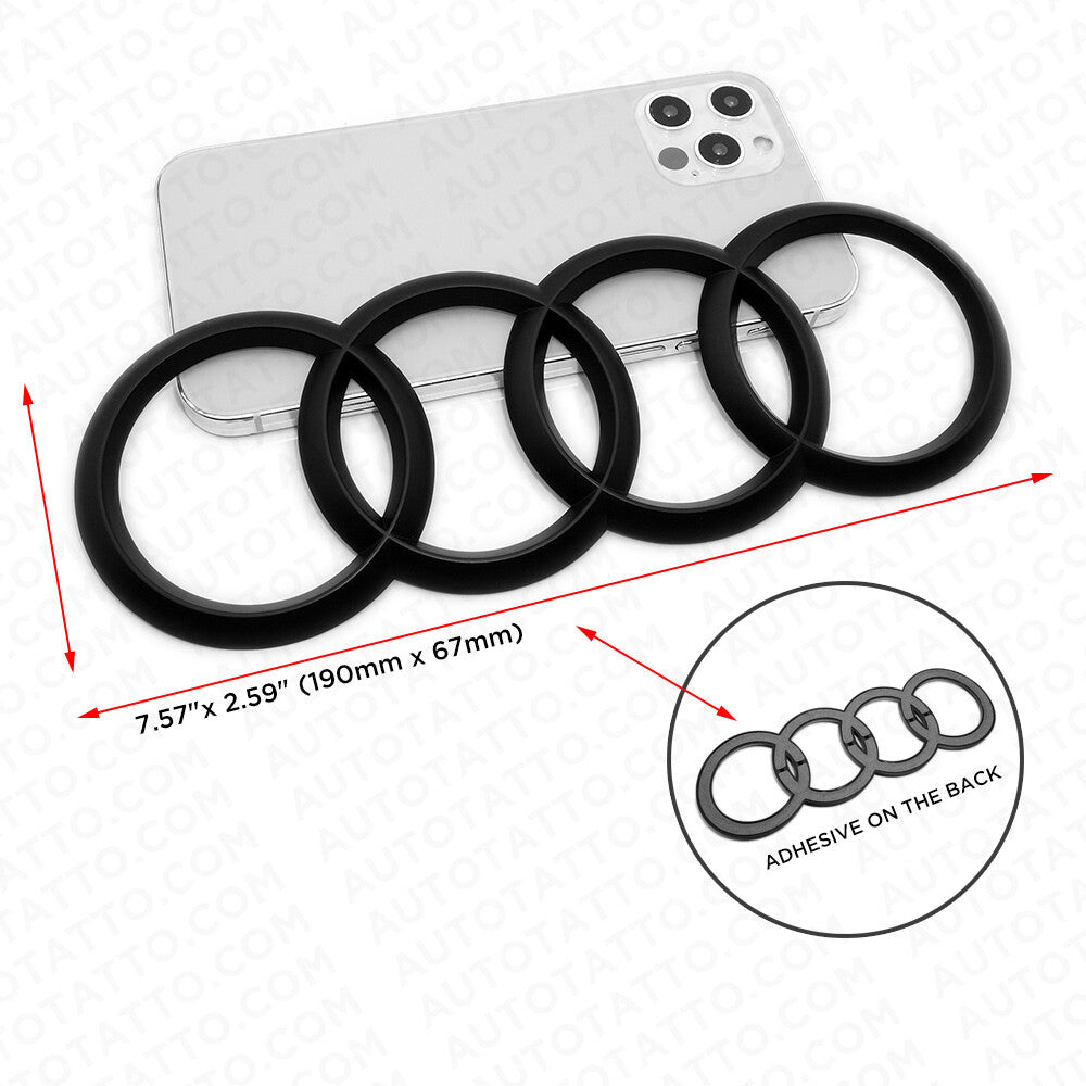 08-16 AUDI Matte Black Rear Trunk Lid Luggage Ring Sign Badge Logo Emblem Sport