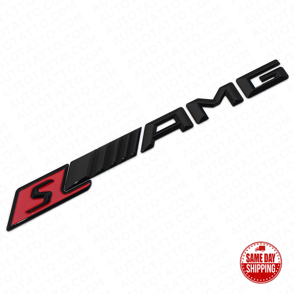 S AMG Edition Trunk Emblem Logo Sticker Badge Decoration Sport Gloss Black Red
