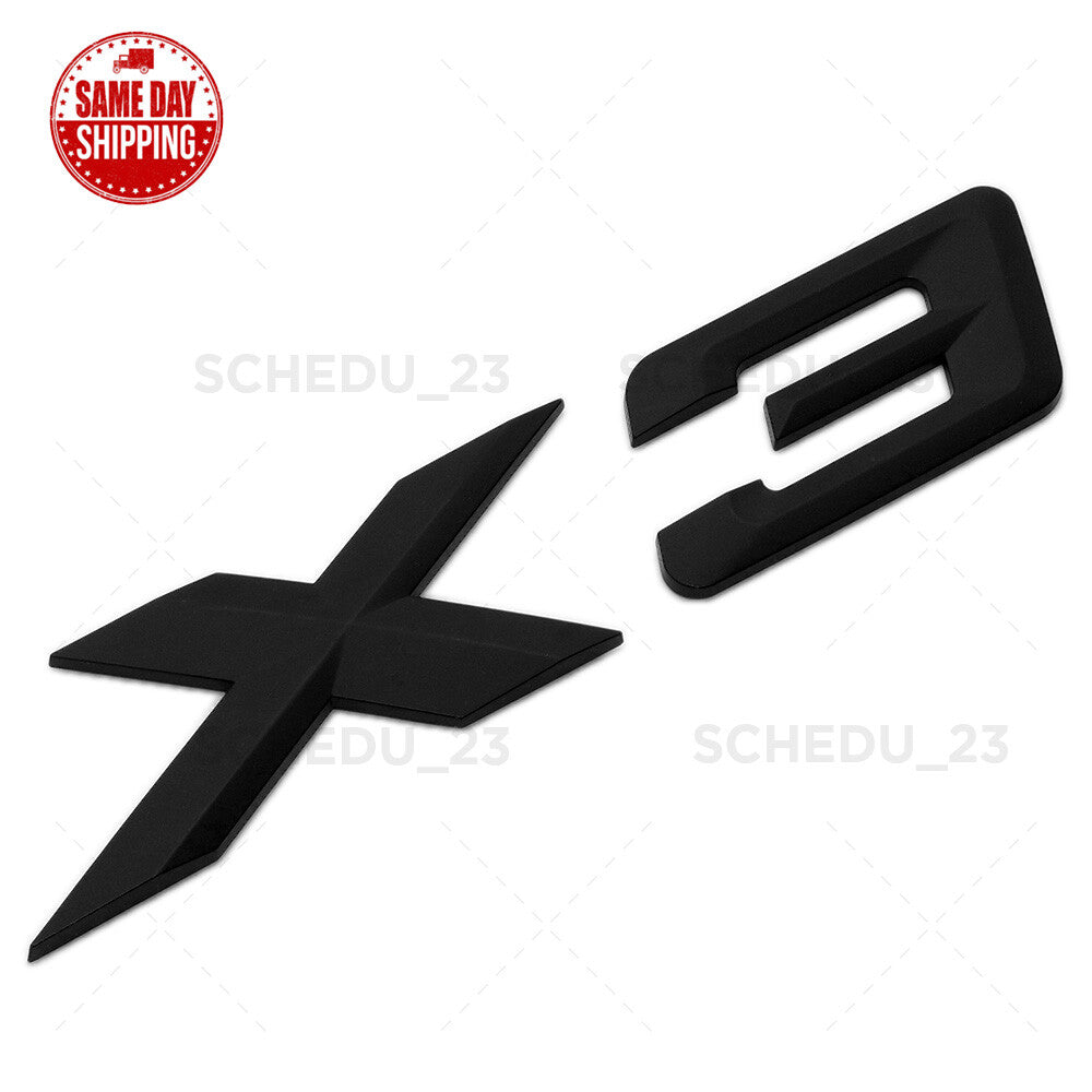 18-24 Matte Black X3 Rear Trunk Liftgate Letter Nameplate Badge Emblem /M