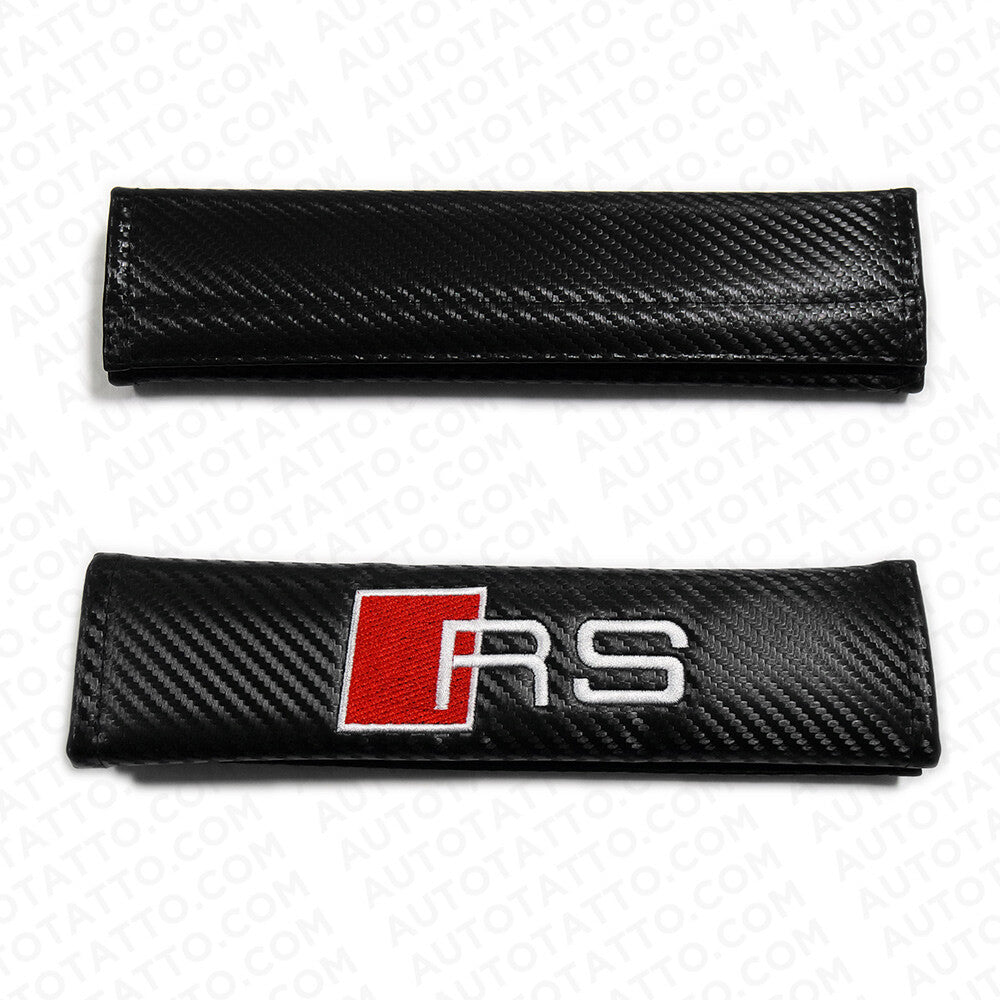 RS Car Carbon Fiber Seat Belt Cover Safety Shoulder Strap Cushion Pad Harness