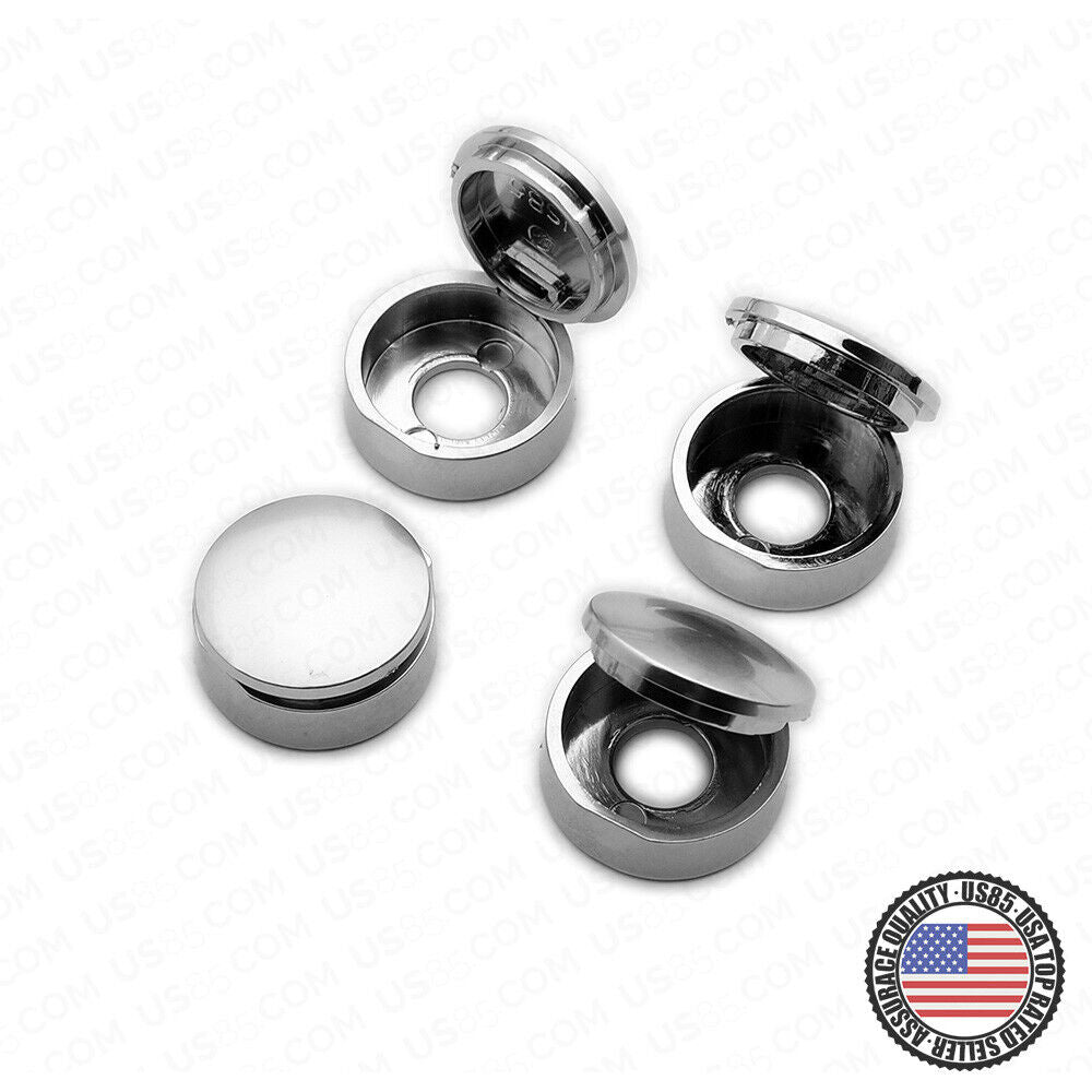4x Car License Plate Frames Cover Hardware Hider Caps Front & Rear Sport Silver