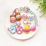Universal 3D PVC Silicone Cute Cartoon Key Identifier Label Cap Cover Keychain
