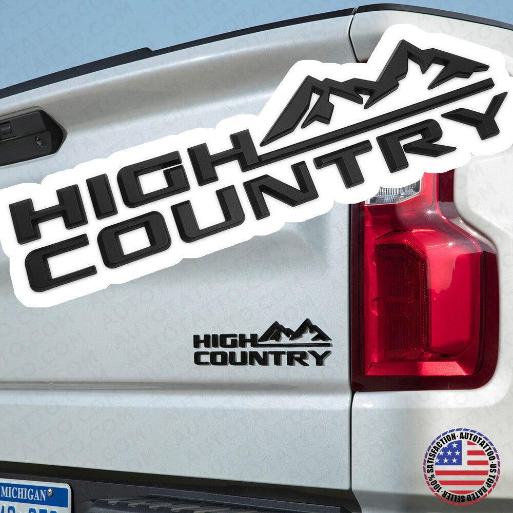 19-21 Matte Black Tahoe Silverado High Country Tailgate Letter Logo Emblem Badge