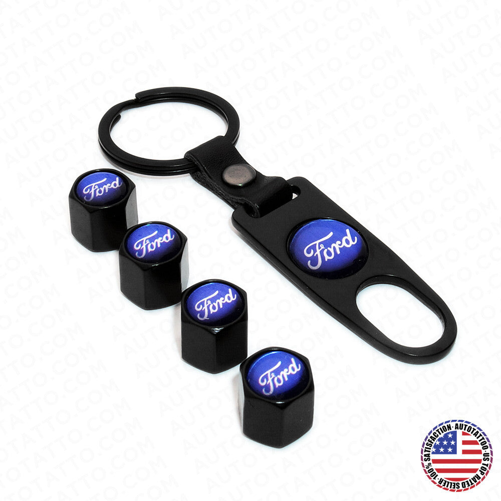 Universal Black Car Wheel Tyre Tire Valves Dust Stems Air Caps Keychain Emblem F