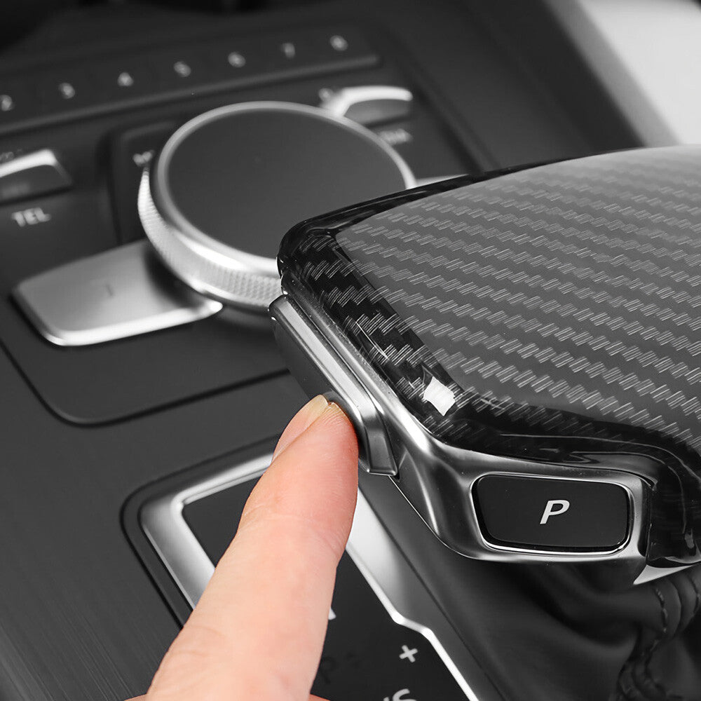 Car Carbon Fiber Texture Shift Knob Cover for AUDI A4 A5 S4 S5 Q7 16-20 Sport