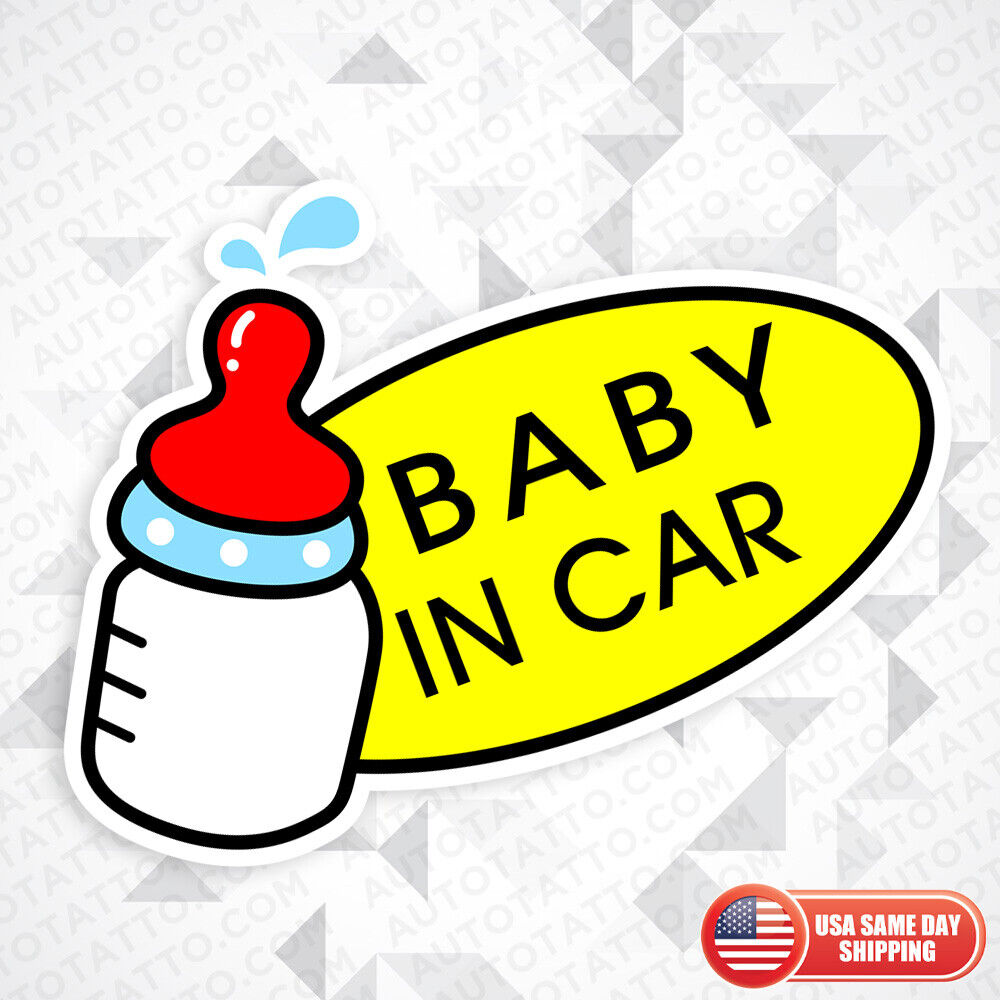Cute Baby in Car Bottle 3D Sticker Decal Kid on Board Van Trunk Window Decorate