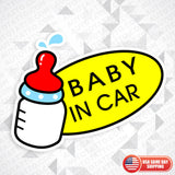 Cute Baby in Car Bottle 3D Sticker Decal Kid on Board Van Trunk Window Decorate