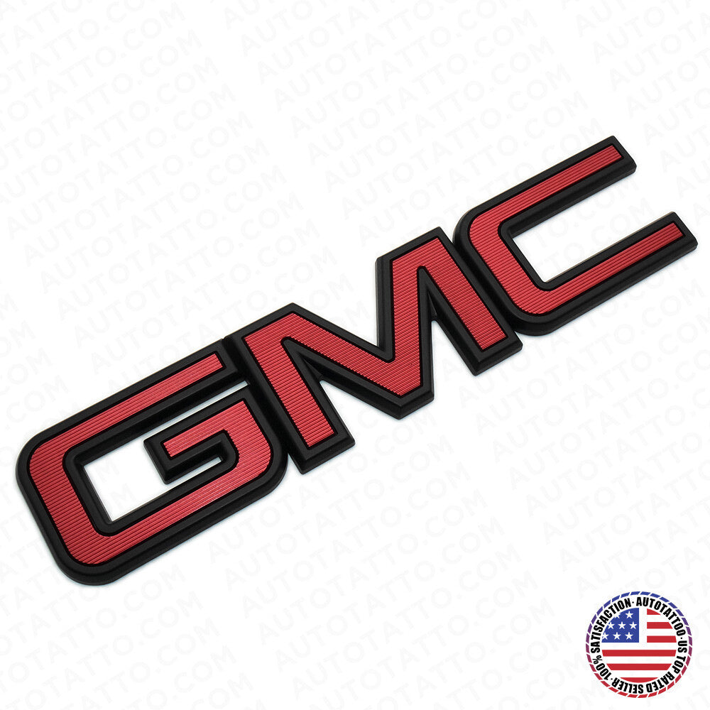14-19 GMC Sierra Canyon Tailgate Letter Logo Emblem Adhesive Nameplate Black Red