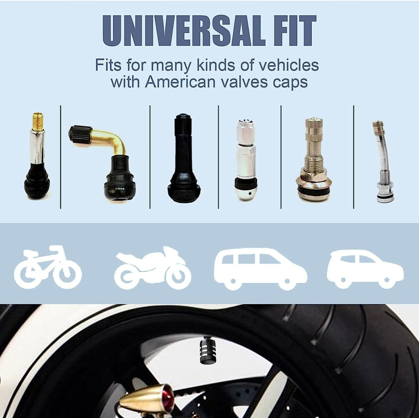 5 Pack Tire Valve Stem Caps Cover Universal Fit for Auto Car Truck Multi- Color