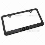 1x 3D Audi Ring Gloss Black License Plate Frame Cover Decorate + Screw Caps