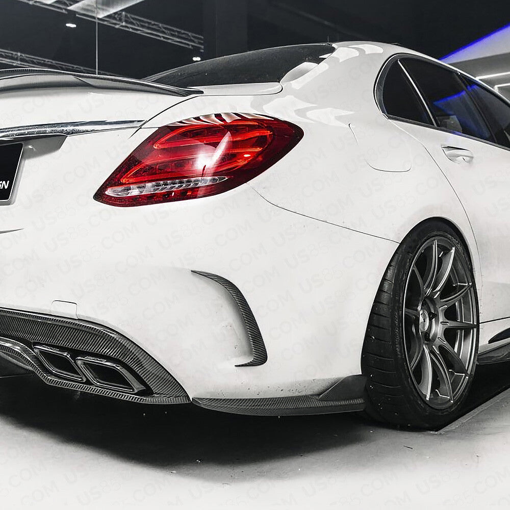 15-20 C-Class W205 4DR Rear Bumper Real Carbon Fiber Side Vents Spoiler Forged