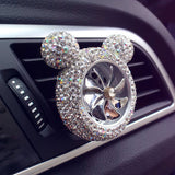 Crystal Bling Diamond Fragrance Mickey Fan Car Air Fresher Vent Perfume Clip