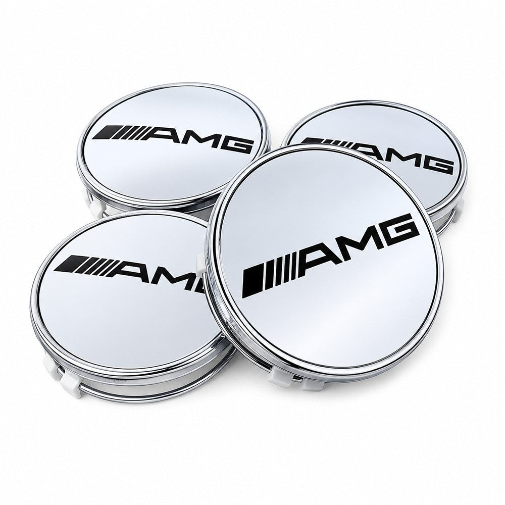 Mercedes-Benz AMG Set of 4 Silver AMG Center Caps 3 Inch/75mm Fits Most Models