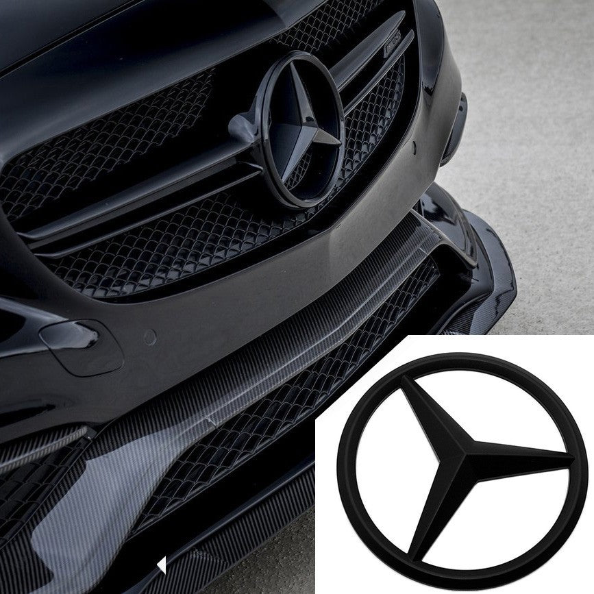 Mercedes Front Grill Overlays Add-On Logo Cover Emblem AMG Sport 3D Matte Black