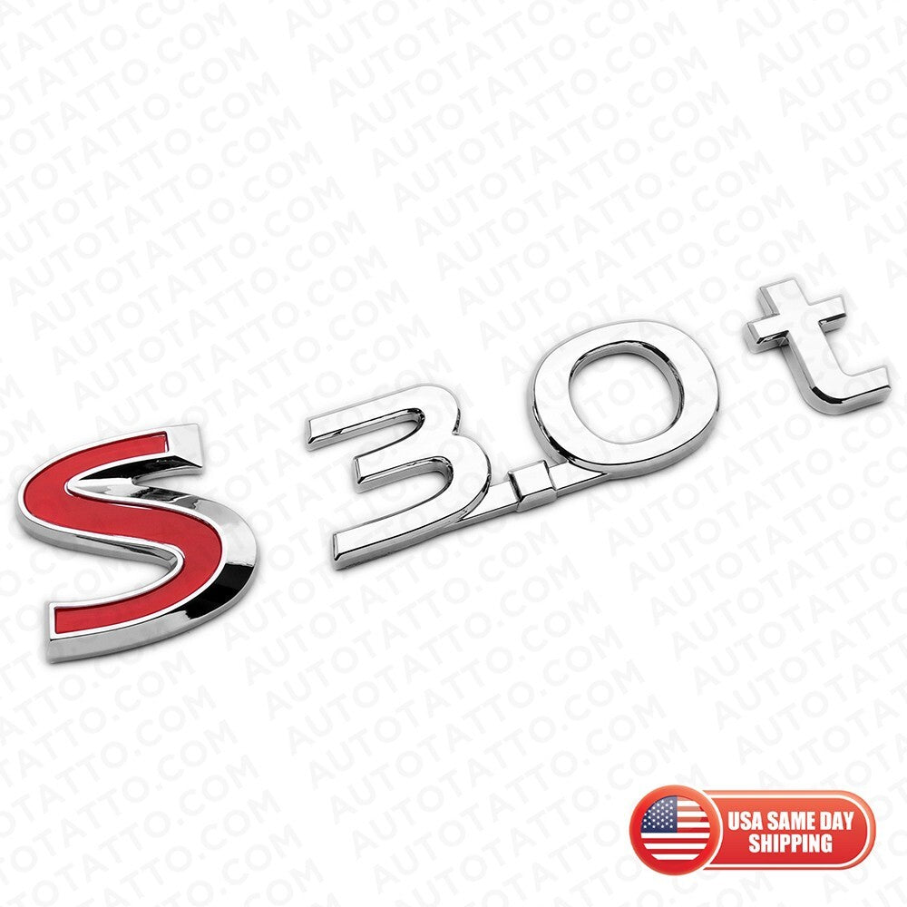 For Infiniti S 3.0t Left or Right Side Fender Badge Emblem Nameplate Chrome Red