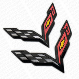 14-19 Corvette C7 Gloss Black Front Rear Fender Set Letter Badge Emblem Sport