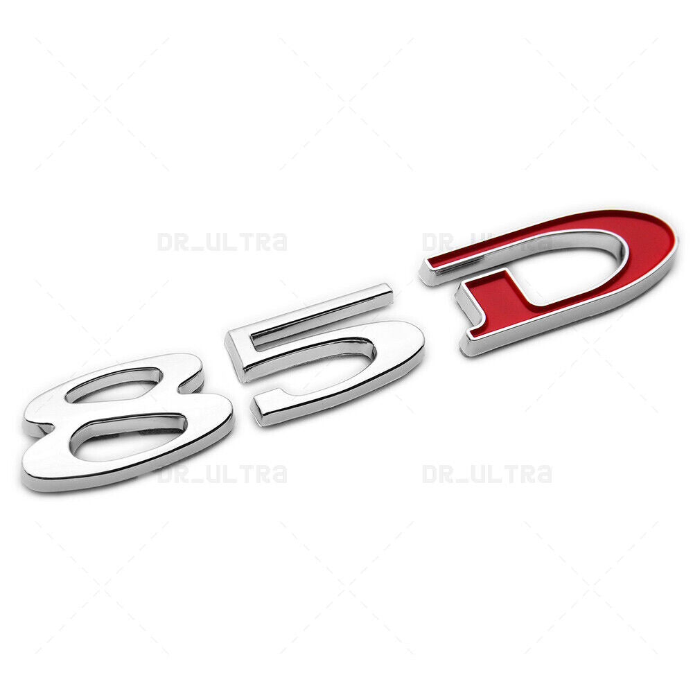 Tesla Rear Liftgate Lid Model 85D Nameplate Logo Badge Emblem Sport Chrome Red