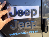 Jeep 2 (two) 2018-2024 Wrangler/Gladiator Fender Dark Gray w/Blue Outline Emblem Badge