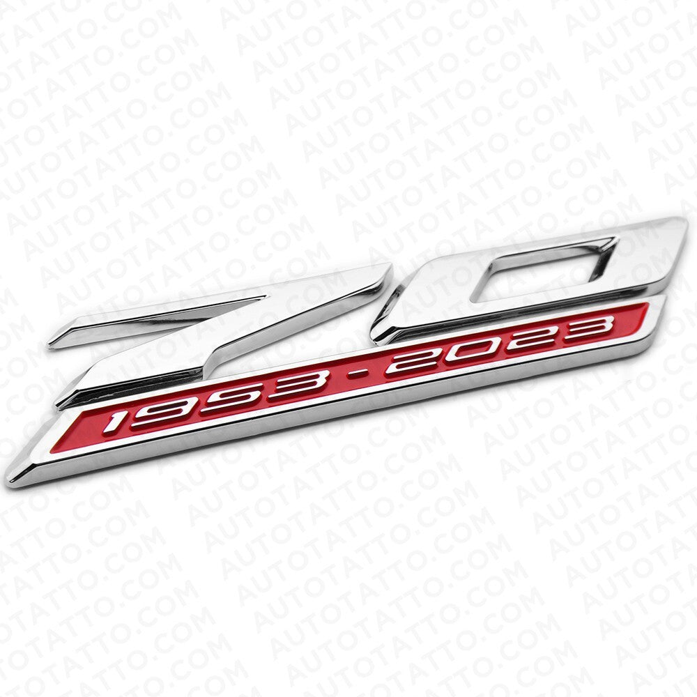2pcs C8 Corvette 70th Anniversary Edition Door Badge Nameplate Emblem Chrome Red
