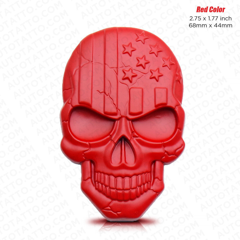 3D Skull Devil Death USA Flag Metal Car 3D Sticker Decal Punisher Emblem Sport