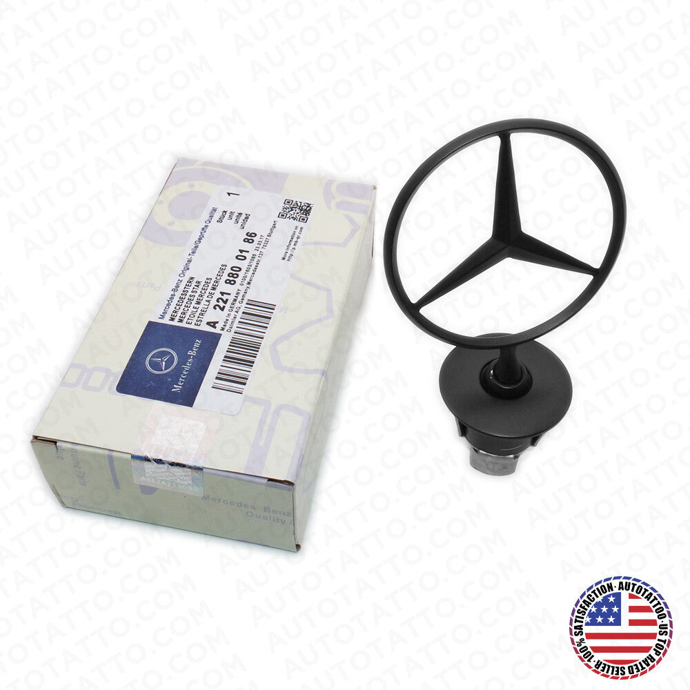 Mercedes-Benz OEM Black Front Hood Ornament Mounted Star Logo Badge Emblem A221
